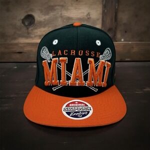 Zephyr Miami Hurricanes Lacrosse Snapback Hat "Sebastian The Ibis" Patch Green
